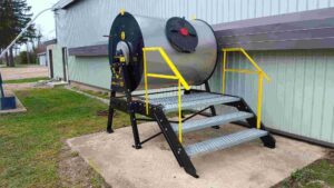 composter with steps by poultry barn